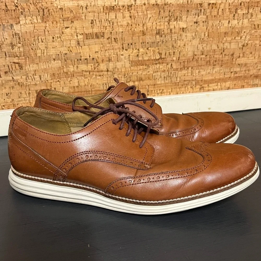Cole Haan Grand OG Men Wingtip Oxford Brown Leather  Size 11M Comfort Casual‎